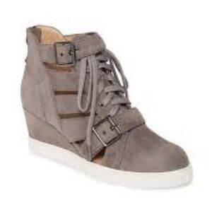 Paolo “Fave” Gray Suede Lace-Up Wedge Boots